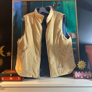 Men’s Windriver reversible puffer down vest black and tan corduroy